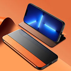 Coque Portefeuille Livre Cuir Etui Clapet M03 pour Apple iPhone 13 Pro Max Orange