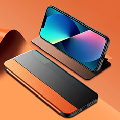 Coque Portefeuille Livre Cuir Etui Clapet M03 pour Apple iPhone 14 Plus Orange