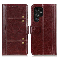 Coque Portefeuille Livre Cuir Etui Clapet M06L pour Samsung Galaxy S21 Ultra 5G Marron