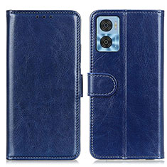 Coque Portefeuille Livre Cuir Etui Clapet M07L pour Motorola Moto E22 Bleu