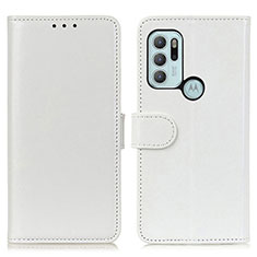 Coque Portefeuille Livre Cuir Etui Clapet M07L pour Motorola Moto G60s Blanc