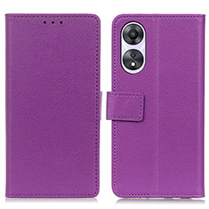 Coque Portefeuille Livre Cuir Etui Clapet M08L pour Oppo A58 4G Violet