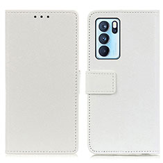 Coque Portefeuille Livre Cuir Etui Clapet M08L pour Oppo Reno6 Pro 5G India Blanc