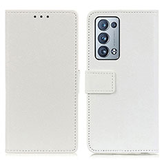 Coque Portefeuille Livre Cuir Etui Clapet M08L pour Oppo Reno6 Pro+ Plus 5G Blanc