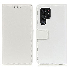 Coque Portefeuille Livre Cuir Etui Clapet M08L pour Samsung Galaxy S21 Ultra 5G Blanc