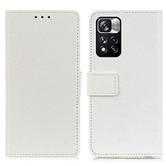 Coque Portefeuille Livre Cuir Etui Clapet M08L pour Xiaomi Redmi Note 11 Pro+ Plus 5G Blanc