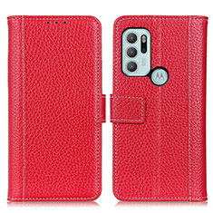 Coque Portefeuille Livre Cuir Etui Clapet M14L pour Motorola Moto G60s Rouge
