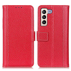 Coque Portefeuille Livre Cuir Etui Clapet M14L pour Samsung Galaxy S21 FE 5G Rouge