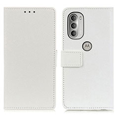 Coque Portefeuille Livre Cuir Etui Clapet M18L pour Motorola Moto G51 5G Blanc