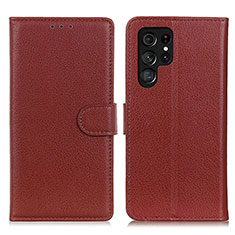 Coque Portefeuille Livre Cuir Etui Clapet M18L pour Samsung Galaxy S21 Ultra 5G Marron