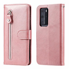 Coque Portefeuille Livre Cuir Etui Clapet N01 pour Huawei P40 Pro Or Rose