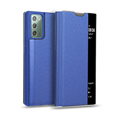 Coque Portefeuille Livre Cuir Etui Clapet N01 pour Samsung Galaxy Note 20 5G Bleu