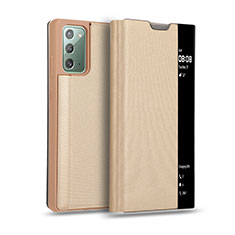 Coque Portefeuille Livre Cuir Etui Clapet N01 pour Samsung Galaxy Note 20 5G Or