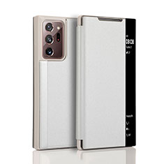 Coque Portefeuille Livre Cuir Etui Clapet N01 pour Samsung Galaxy Note 20 Ultra 5G Argent
