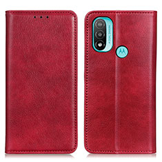 Coque Portefeuille Livre Cuir Etui Clapet N01P pour Motorola Moto E20 Rouge
