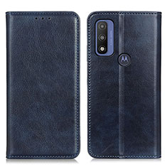 Coque Portefeuille Livre Cuir Etui Clapet N01P pour Motorola Moto G Pure Bleu