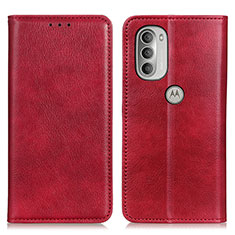 Coque Portefeuille Livre Cuir Etui Clapet N01P pour Motorola Moto G51 5G Rouge