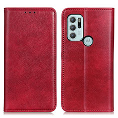 Coque Portefeuille Livre Cuir Etui Clapet N01P pour Motorola Moto G60s Rouge