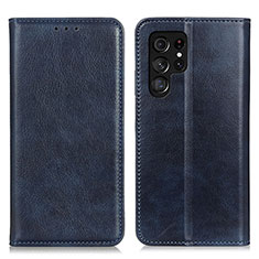 Coque Portefeuille Livre Cuir Etui Clapet N01P pour Samsung Galaxy S21 Ultra 5G Bleu