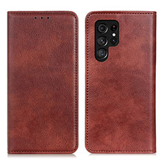 Coque Portefeuille Livre Cuir Etui Clapet N01P pour Samsung Galaxy S23 Ultra 5G Marron