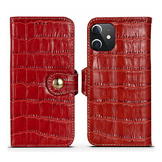Coque Portefeuille Livre Cuir Etui Clapet N02 pour Apple iPhone 12 Mini Rouge