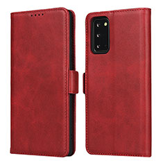 Coque Portefeuille Livre Cuir Etui Clapet N02 pour Samsung Galaxy Note 20 5G Rouge