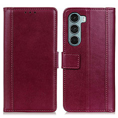 Coque Portefeuille Livre Cuir Etui Clapet N02P pour Motorola Moto G200 5G Rouge