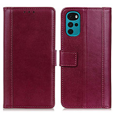 Coque Portefeuille Livre Cuir Etui Clapet N02P pour Motorola Moto G22 Rouge