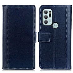 Coque Portefeuille Livre Cuir Etui Clapet N02P pour Motorola Moto G60s Bleu