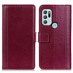 Coque Portefeuille Livre Cuir Etui Clapet N02P pour Motorola Moto G60s Rouge