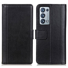 Coque Portefeuille Livre Cuir Etui Clapet N02P pour Oppo Reno6 Pro+ Plus 5G Noir