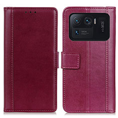 Coque Portefeuille Livre Cuir Etui Clapet N02P pour Xiaomi Mi 11 Ultra 5G Rouge