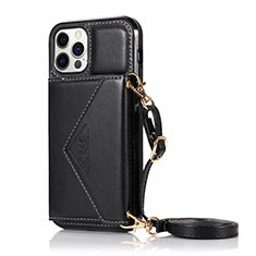Coque Portefeuille Livre Cuir Etui Clapet N03 pour Apple iPhone 12 Pro Max Noir