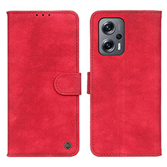 Coque Portefeuille Livre Cuir Etui Clapet N03P pour Xiaomi Redmi Note 11T Pro 5G Rouge