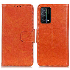 Coque Portefeuille Livre Cuir Etui Clapet N05P pour Oppo K9 5G Orange