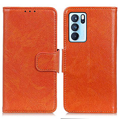 Coque Portefeuille Livre Cuir Etui Clapet N05P pour Oppo Reno6 Pro 5G India Orange