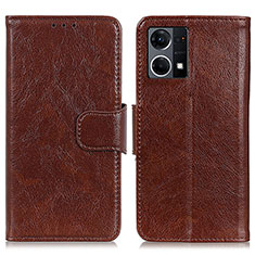 Coque Portefeuille Livre Cuir Etui Clapet N05P pour Oppo Reno7 4G Marron