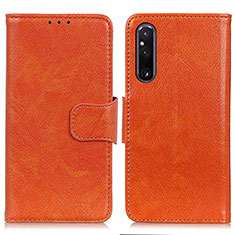 Coque Portefeuille Livre Cuir Etui Clapet N05P pour Sony Xperia 1 V Orange