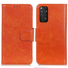 Coque Portefeuille Livre Cuir Etui Clapet N05P pour Xiaomi Redmi Note 11 4G (2022) Orange