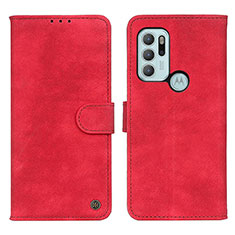 Coque Portefeuille Livre Cuir Etui Clapet N06P pour Motorola Moto G60s Rouge