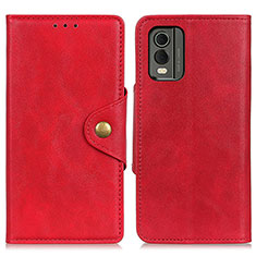 Coque Portefeuille Livre Cuir Etui Clapet N06P pour Nokia C210 Rouge