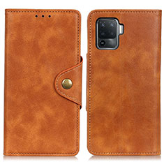 Coque Portefeuille Livre Cuir Etui Clapet N06P pour Oppo A94 4G Marron