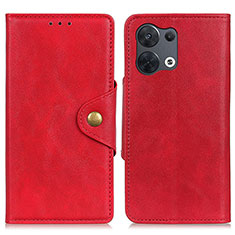 Coque Portefeuille Livre Cuir Etui Clapet N06P pour Oppo Reno9 Pro+ Plus 5G Rouge
