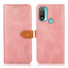 Coque Portefeuille Livre Cuir Etui Clapet N07P pour Motorola Moto E20 Rose
