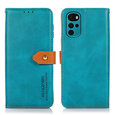 Coque Portefeuille Livre Cuir Etui Clapet N07P pour Motorola Moto G22 Cyan