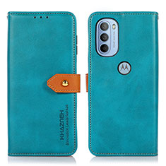 Coque Portefeuille Livre Cuir Etui Clapet N07P pour Motorola Moto G31 Cyan
