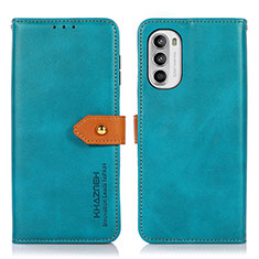 Coque Portefeuille Livre Cuir Etui Clapet N07P pour Motorola MOTO G52 Cyan