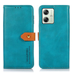 Coque Portefeuille Livre Cuir Etui Clapet N07P pour Motorola Moto G54 5G Cyan
