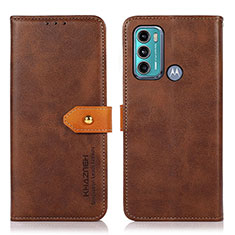 Coque Portefeuille Livre Cuir Etui Clapet N07P pour Motorola Moto G60 Marron