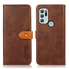 Coque Portefeuille Livre Cuir Etui Clapet N07P pour Motorola Moto G60s Marron